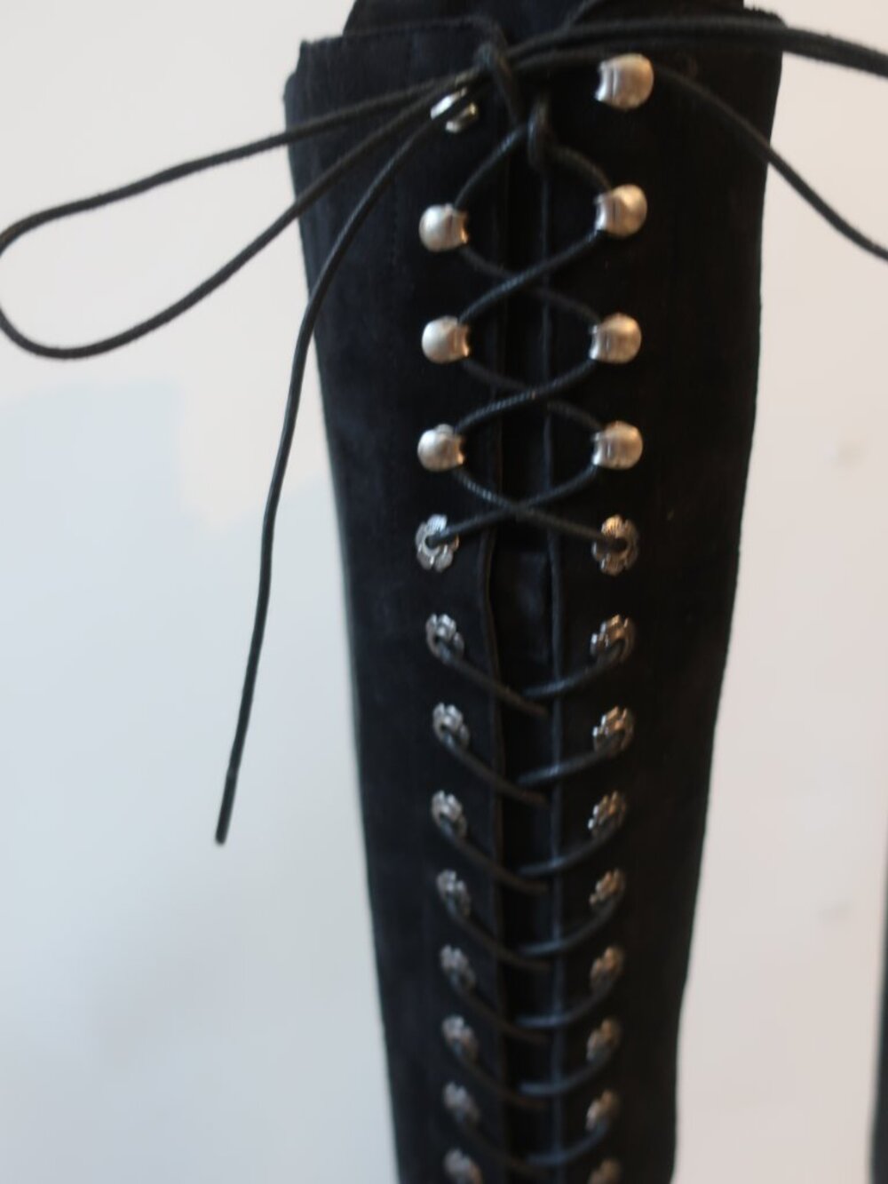 Womens Coach Lace-Up Black Suede Western Style Tall Boot 7.5 - Picture 8 of 16